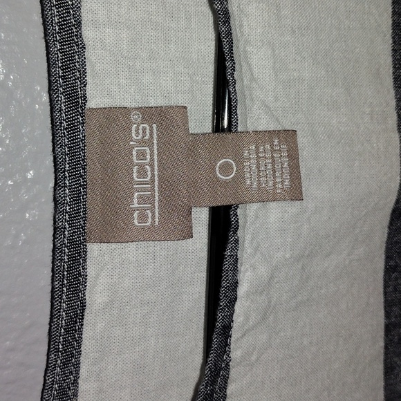 Chico's Striped Linen Blend Short Sleeve with Buttons 0/XS - Picture 4 of 7